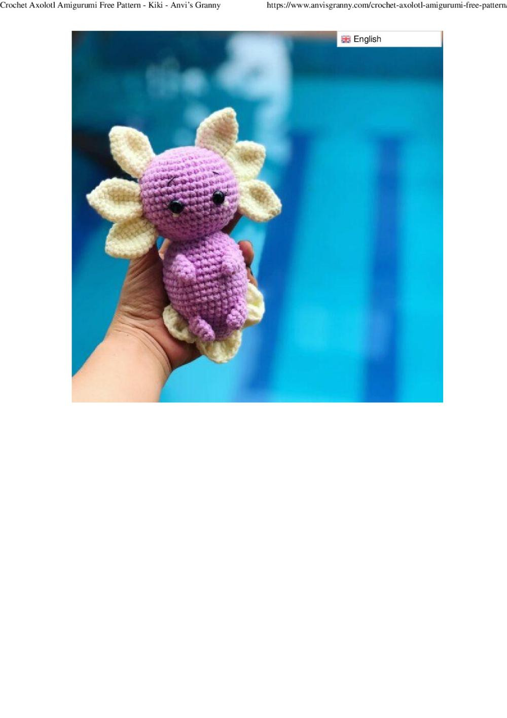 Cute Axolotl Free Crochet Pattern and Video Tutorial
