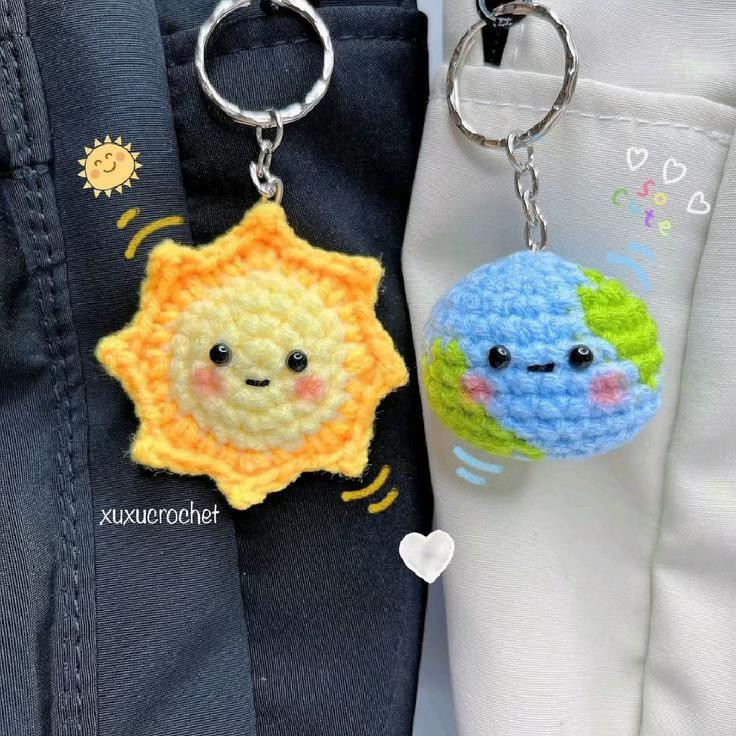 Cute Crochet Sun and Earth Keychain Tutorial