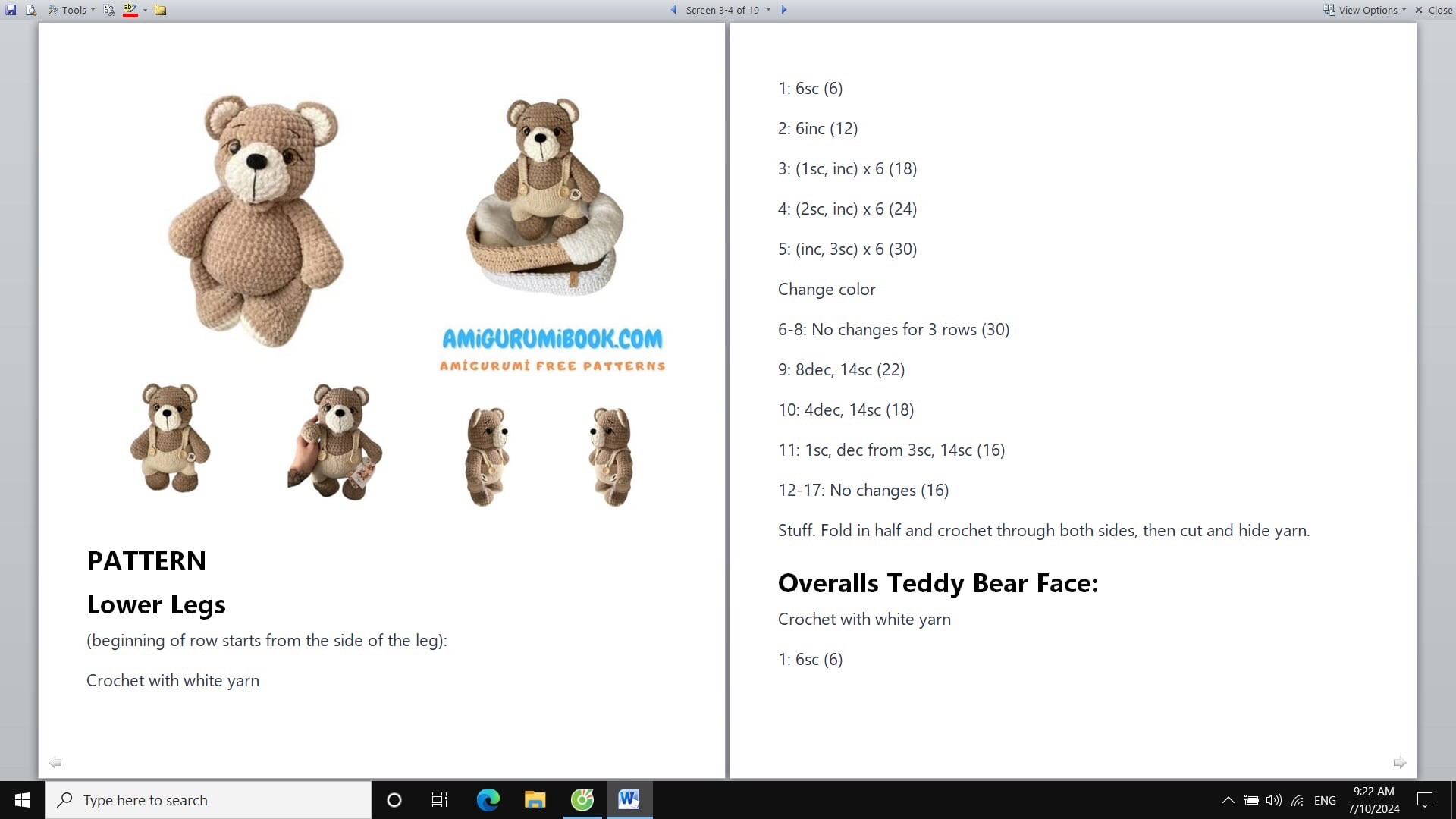 Cute Crochet Teddy Bear Amigurumi Pattern for Beginners