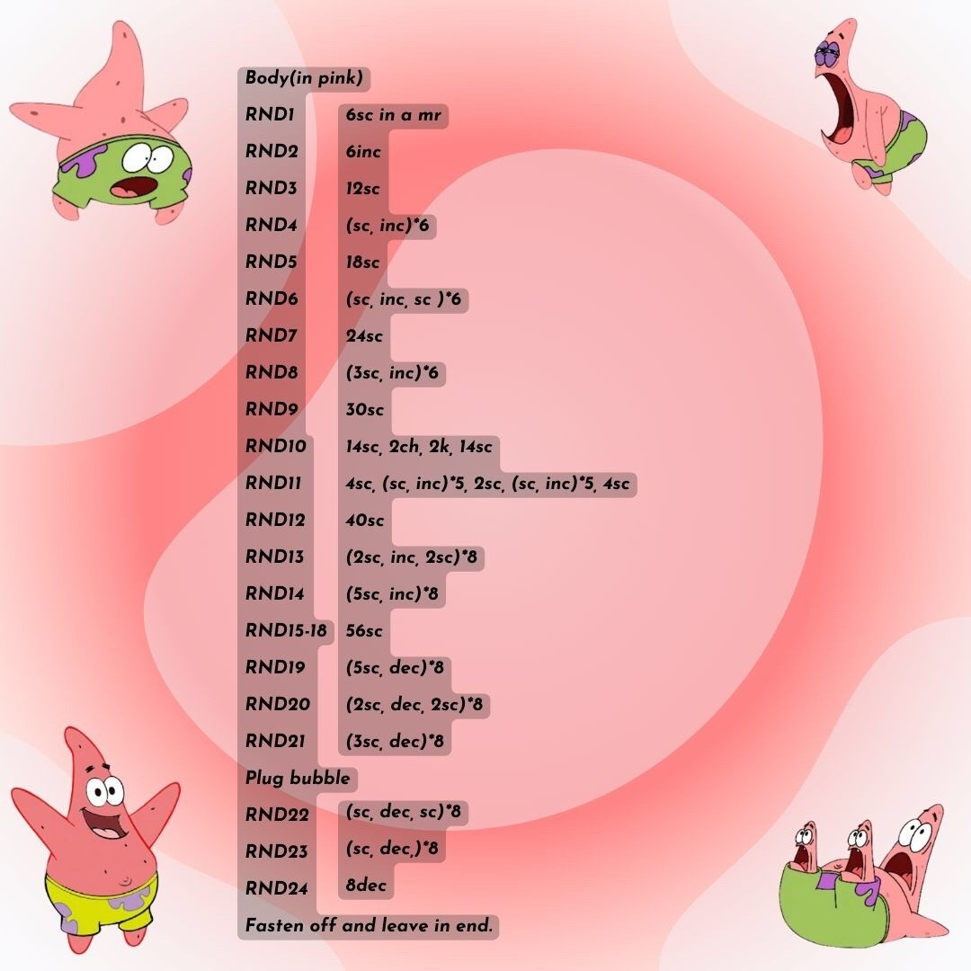 🧶Cute Patrick Star Plushie Crochet Pattern😎