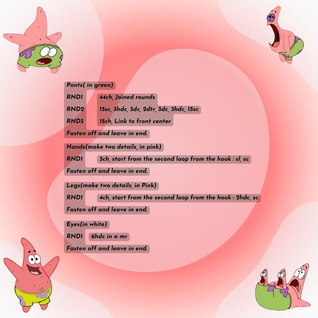 🧶Cute Patrick Star Plushie Crochet Pattern😎