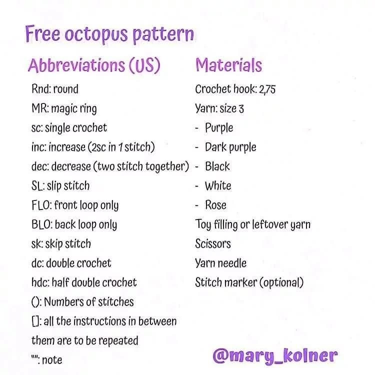 Cute Purple Octopus Crochet Pattern for Beginners