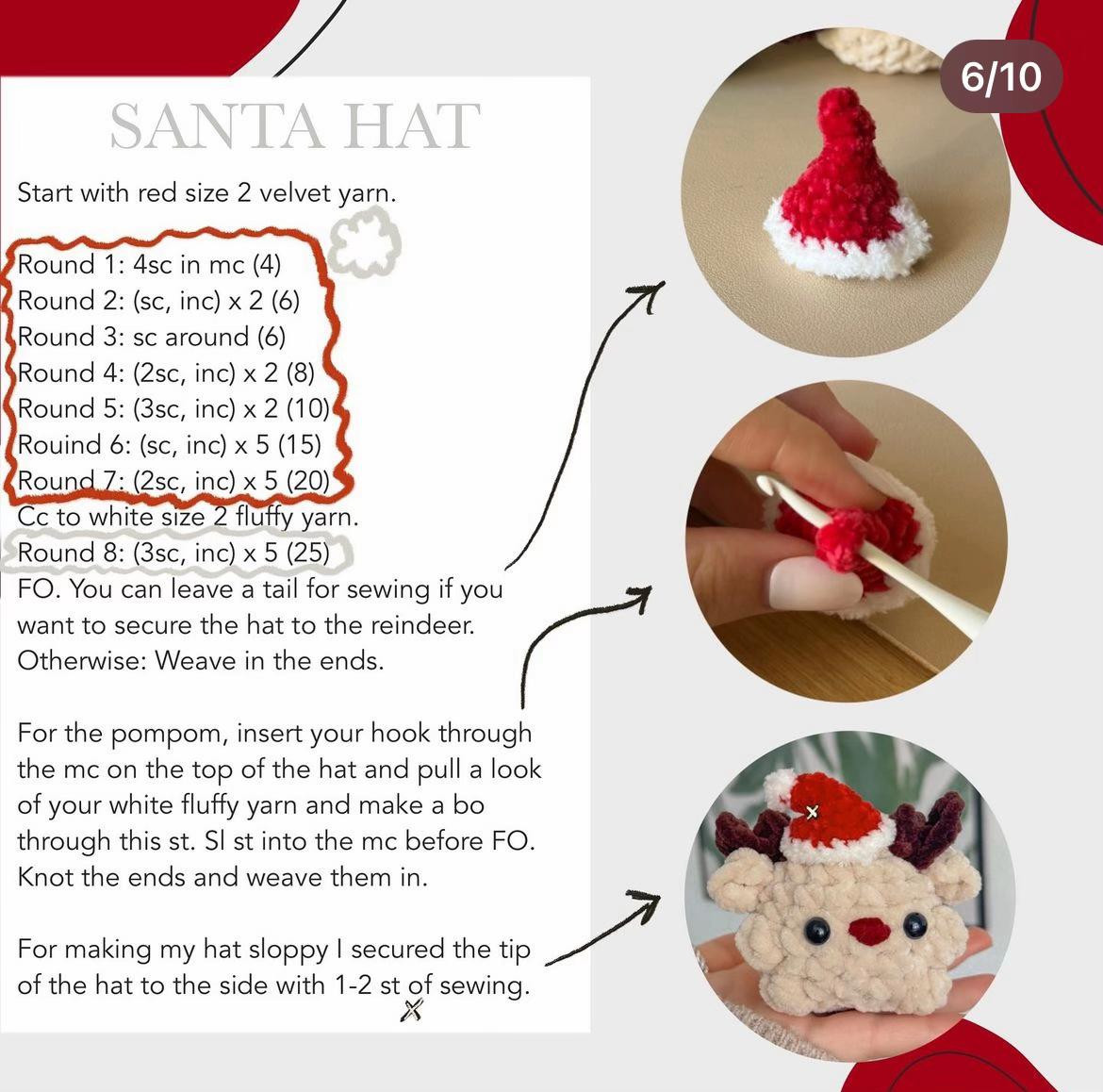 Cute Reindeer Crochet Pattern: Santa and Elf Hat Edition
