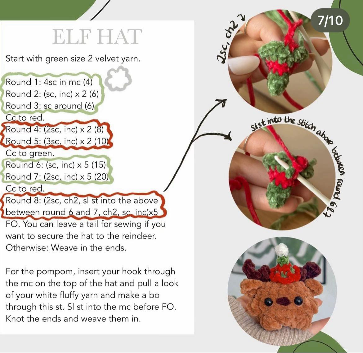 Cute Reindeer Crochet Pattern: Santa and Elf Hat Edition