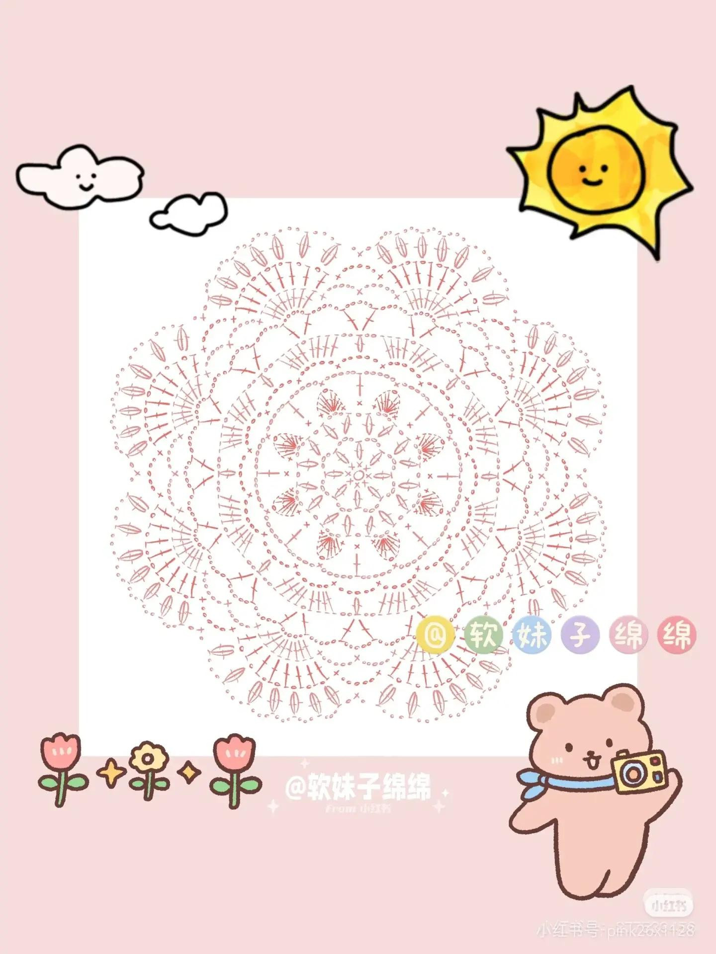 Delicate Crochet Lace Fan with Green and Beige Yarns