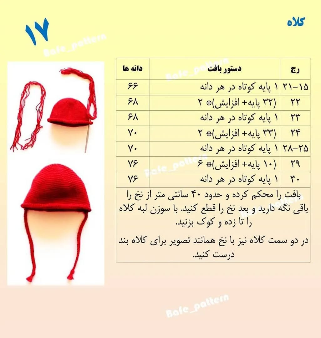 دستور بافت عروسک زیبا با کلاه قرمز