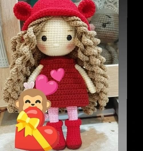 دستور بافت عروسک زیبا با کلاه قرمز