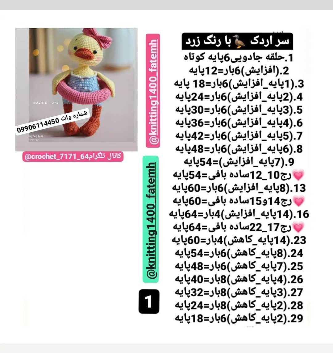 دستور بافت اردک زیبا با کلاه صورتی و شناور