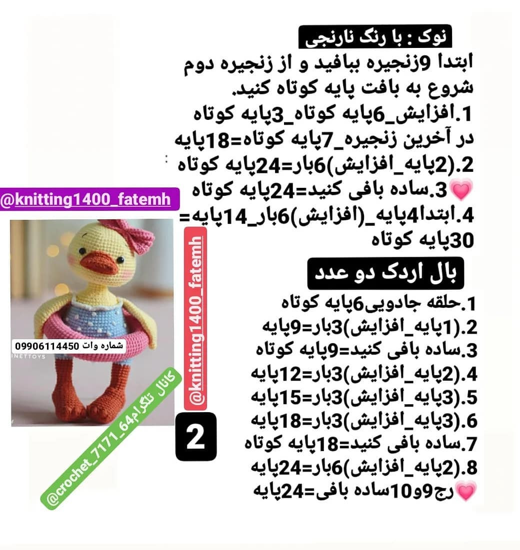 دستور بافت اردک زیبا با کلاه صورتی و شناور