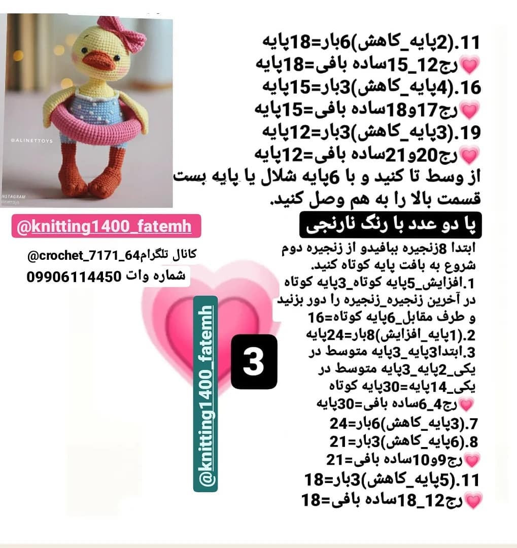 دستور بافت اردک زیبا با کلاه صورتی و شناور