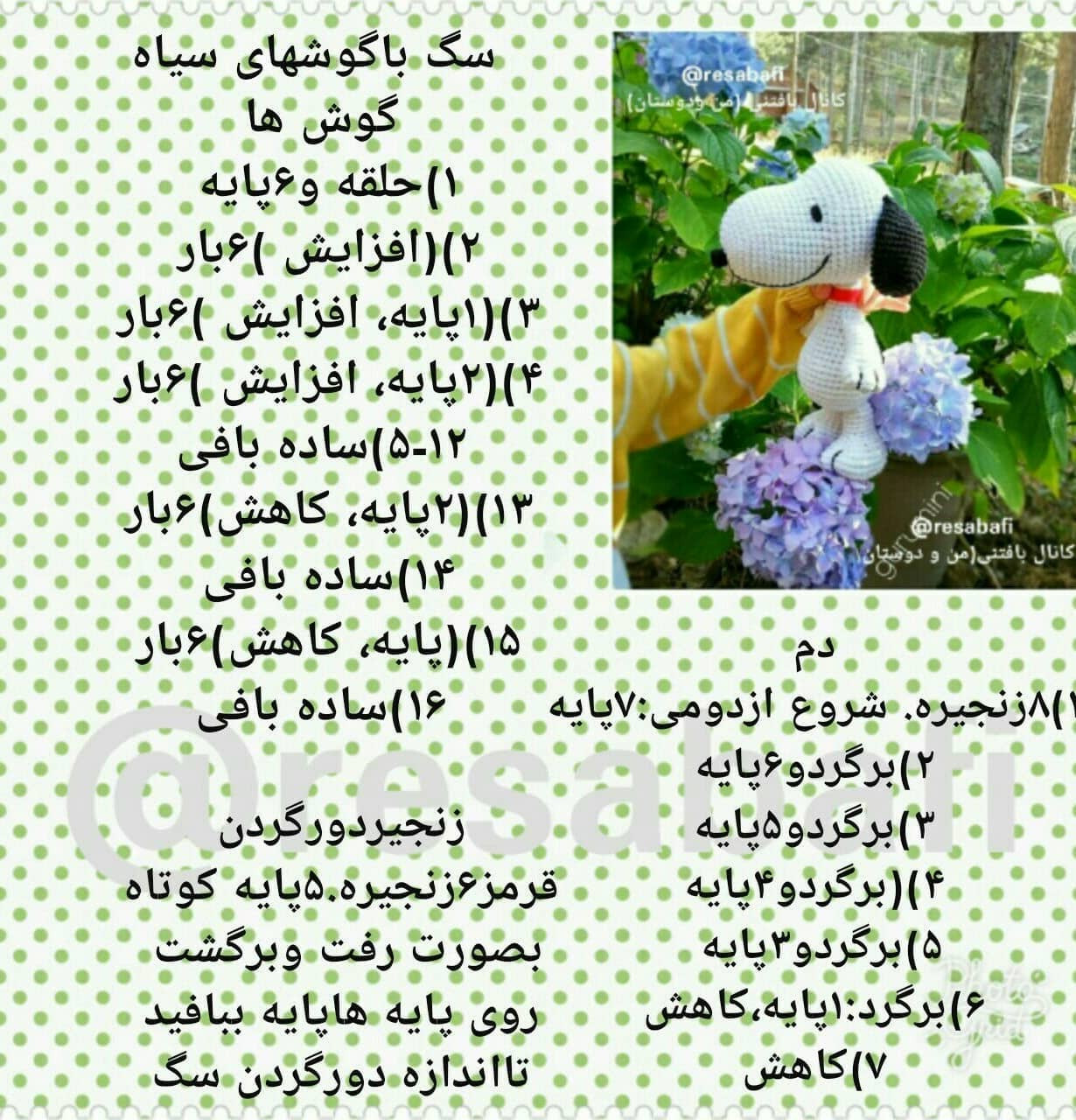 دستور بافت رایگان اسنوپی زیبا در باغ