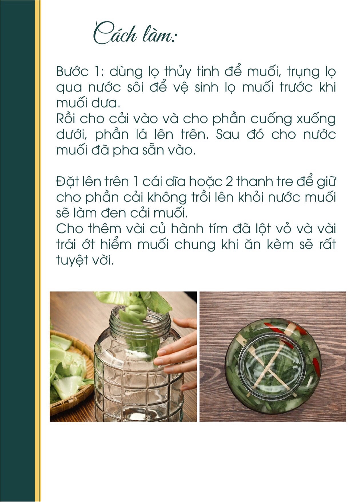 Dưa Cải Muối Giòn Chua - Hương Vị Truyền Thống Từ Vườn Chay