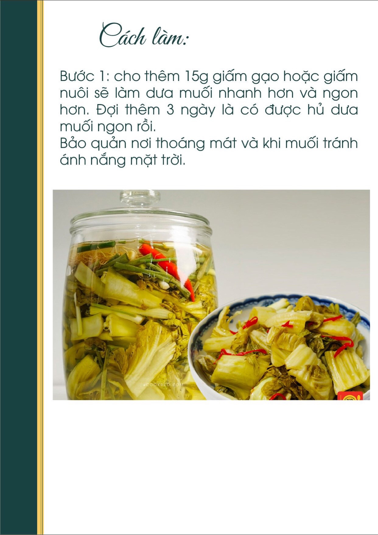 Dưa Cải Muối Giòn Chua - Hương Vị Truyền Thống Từ Vườn Chay