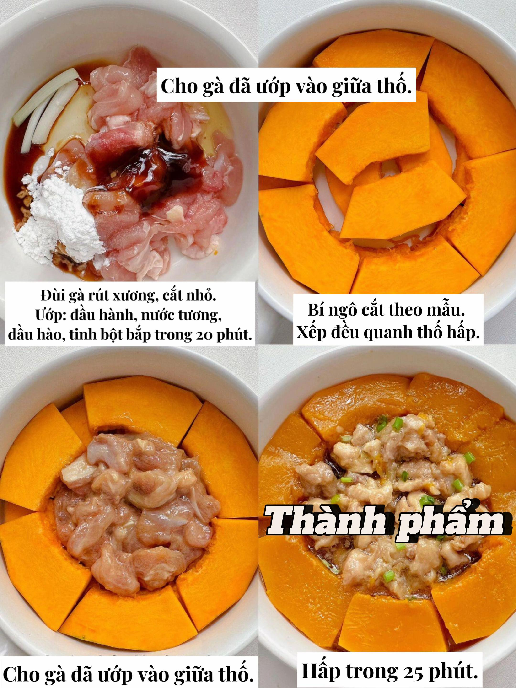 Đùi Gà Hấp Bí Đỏ Ngọt Mềm Cho Bé Yêu