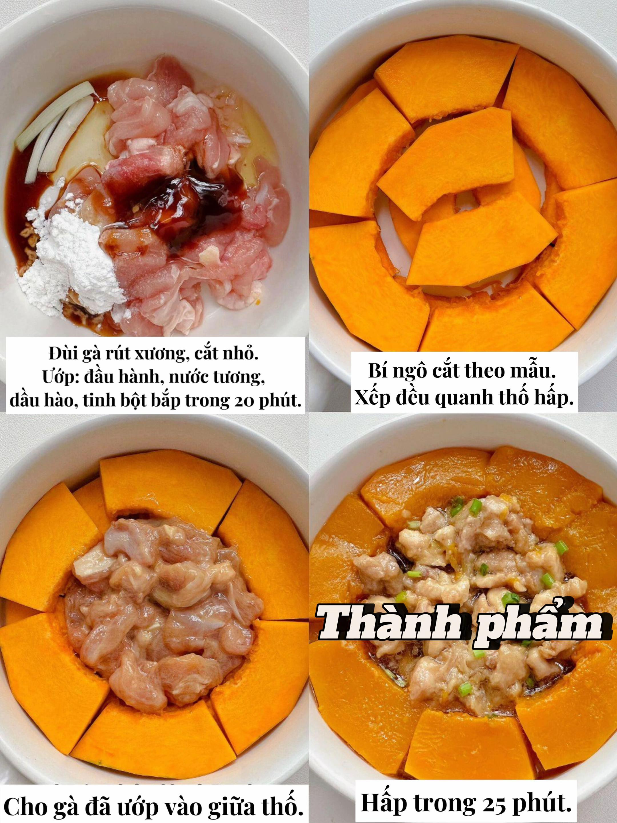 Đùi Gà Hấp Bí Đỏ Ngọt Mềm Cho Bé Yêu