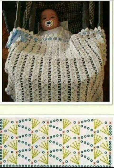 Elegant Crochet Blanket Pattern with Ribbon and Flower Detail