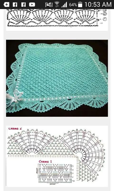 Elegant Crochet Blanket Pattern with Ribbon and Flower Detail