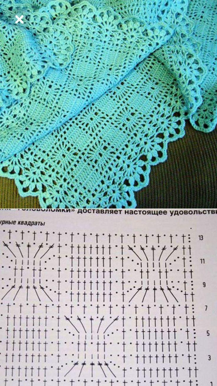 Elegant Crochet Blanket with Detailed Border Patterns