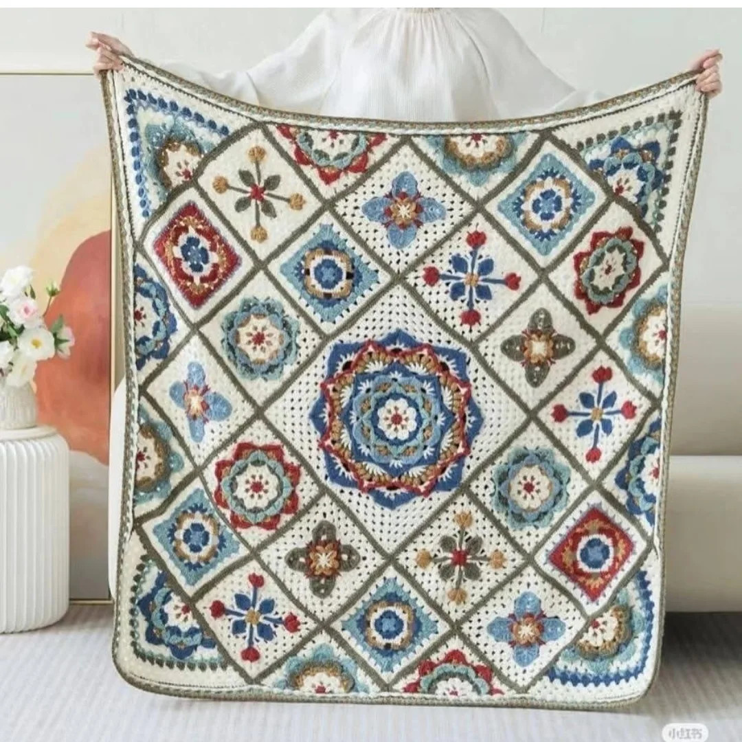 Elegant Crochet Blanket with Intricate Floral Patterns for Cozy Evenings