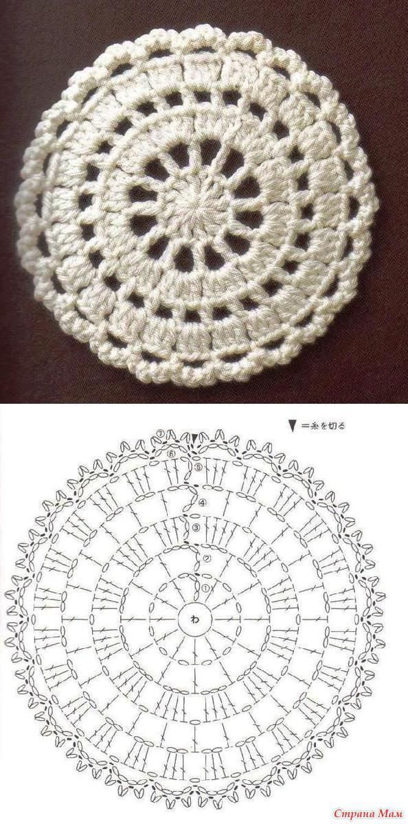 Elegant Crochet Doily Pattern with Floral Motif and Detailed Chart