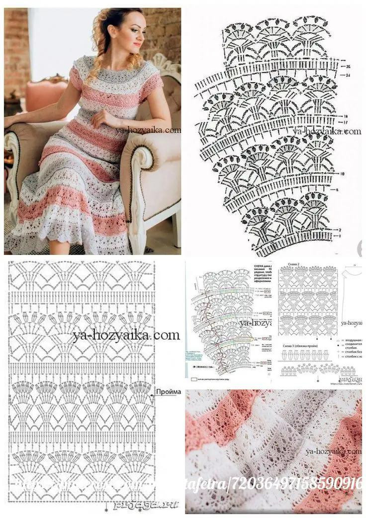 Elegant Crochet Dress Pattern with Floral Motifs for Summer