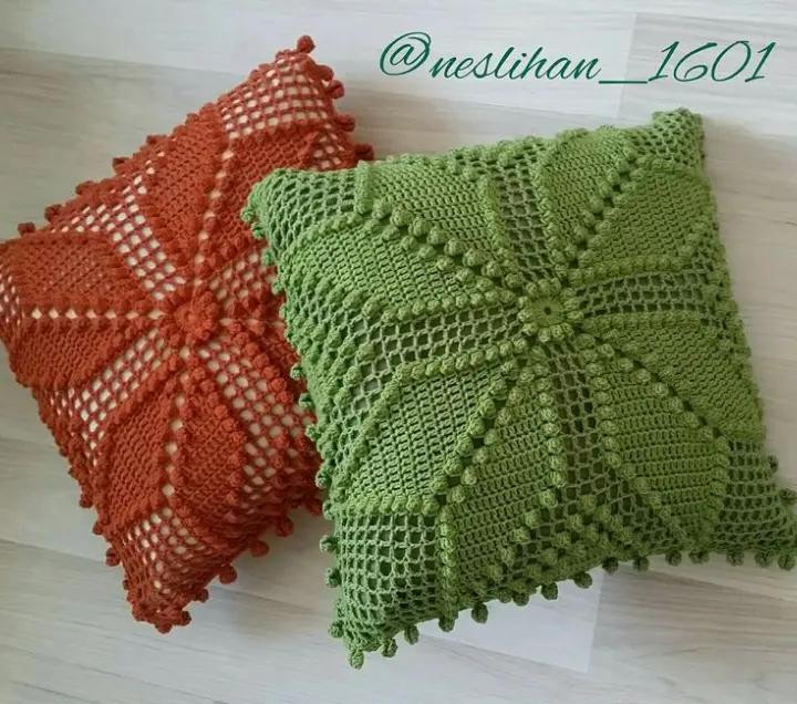 Elegant Crochet Pillow with Geometric Star Design