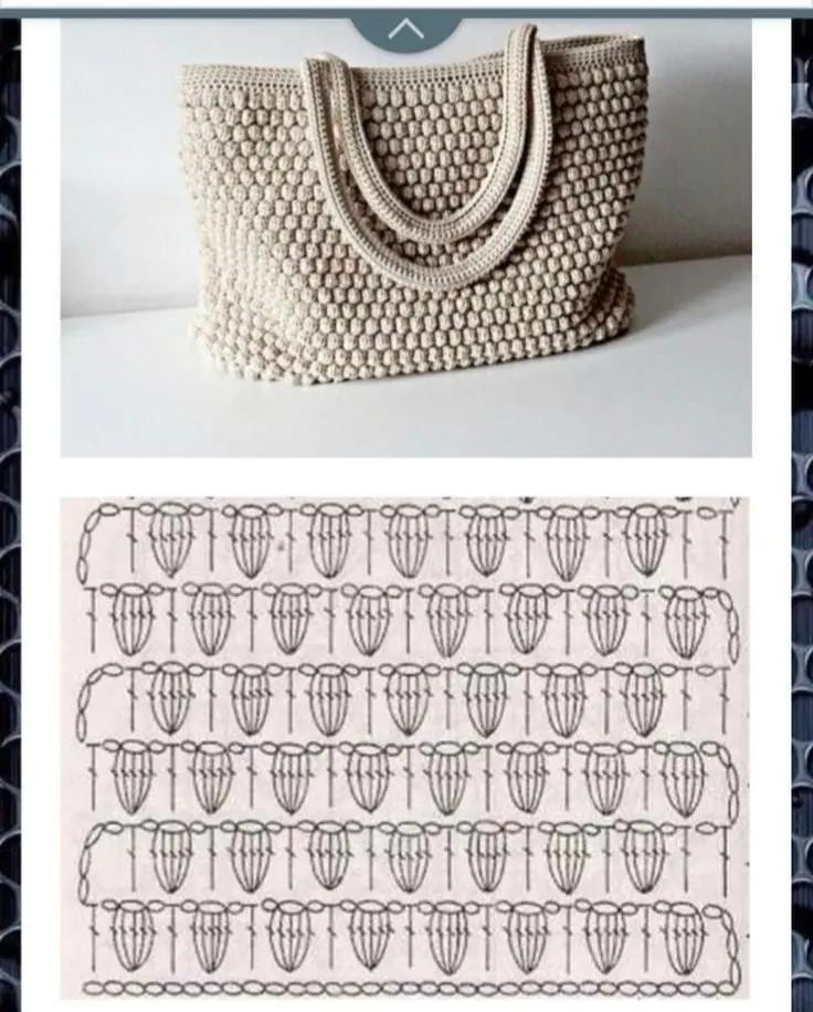 Elegant Crochet Tote Bag with Textured Bobble Stitch Design