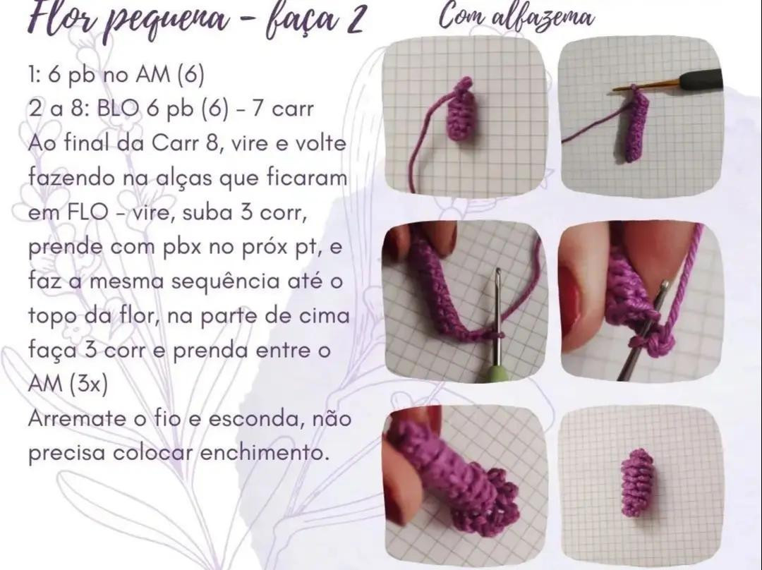 Flor de Lavanda em Crochê: Receita Grátis e Fácil de Seguir