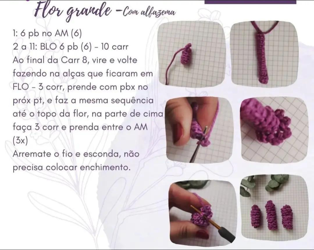 Flor de Lavanda em Crochê: Receita Grátis e Fácil de Seguir