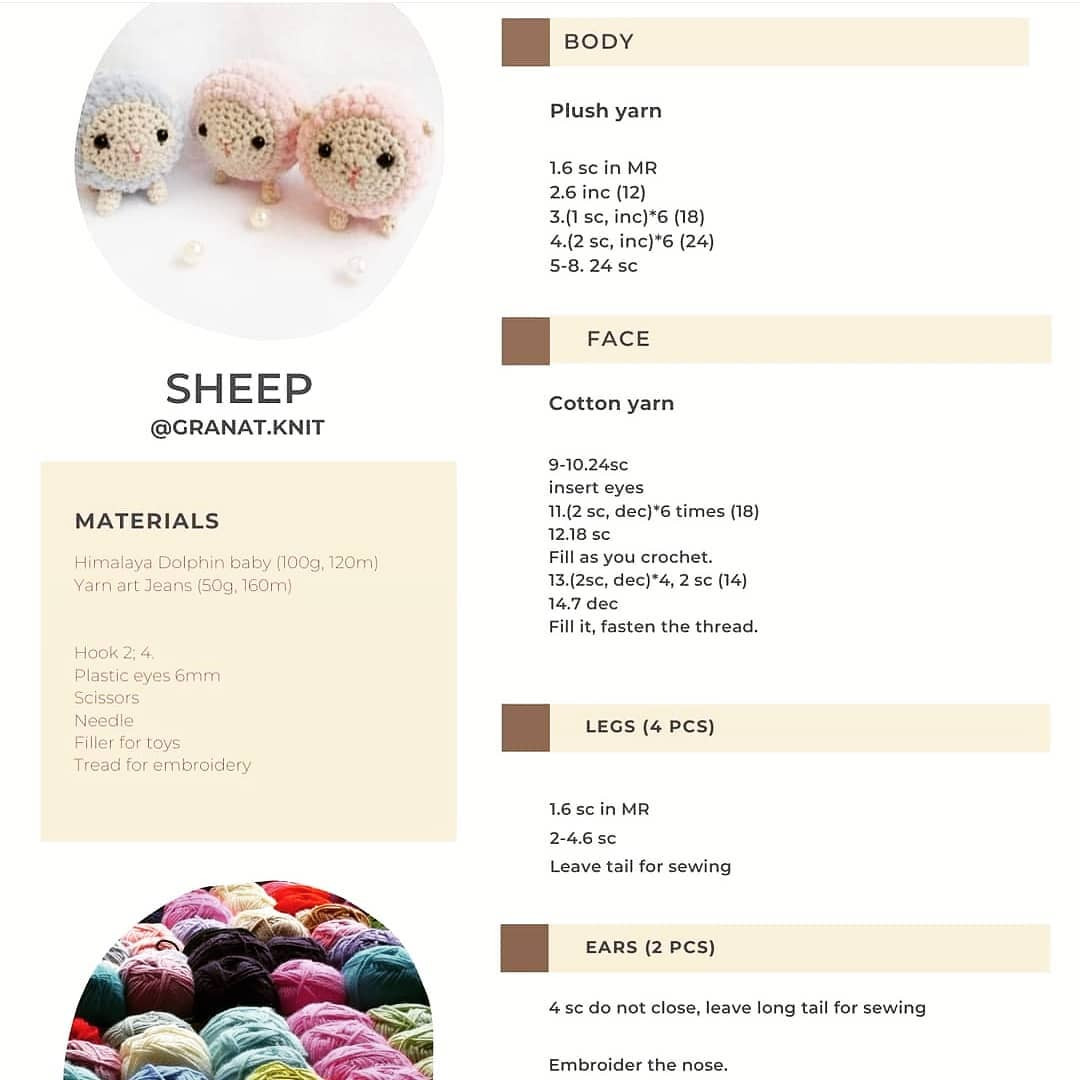 Free Crochet Pattern for Cute Stacked Sheep Amigurumi