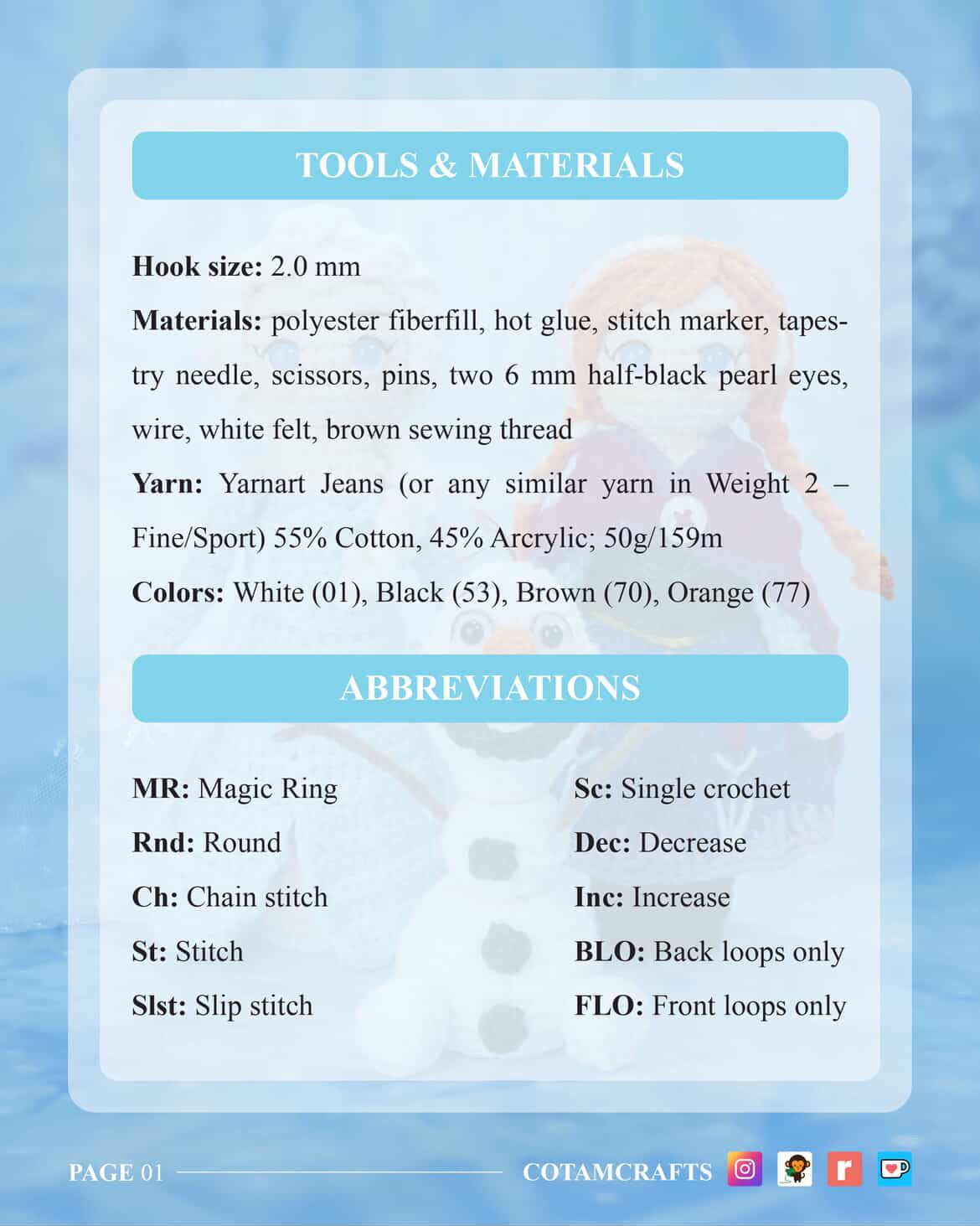 Frozen Characters Crochet Pattern Set: Elsa, Anna, and Olaf