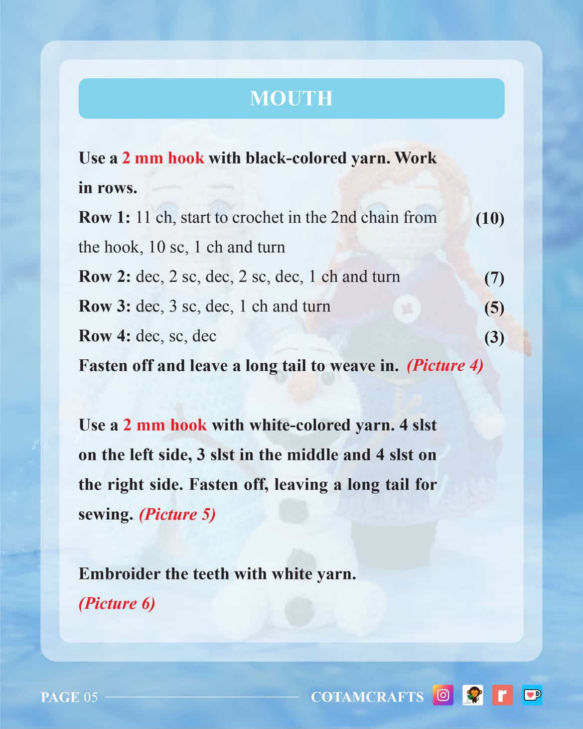 Frozen Characters Crochet Pattern Set: Elsa, Anna, and Olaf