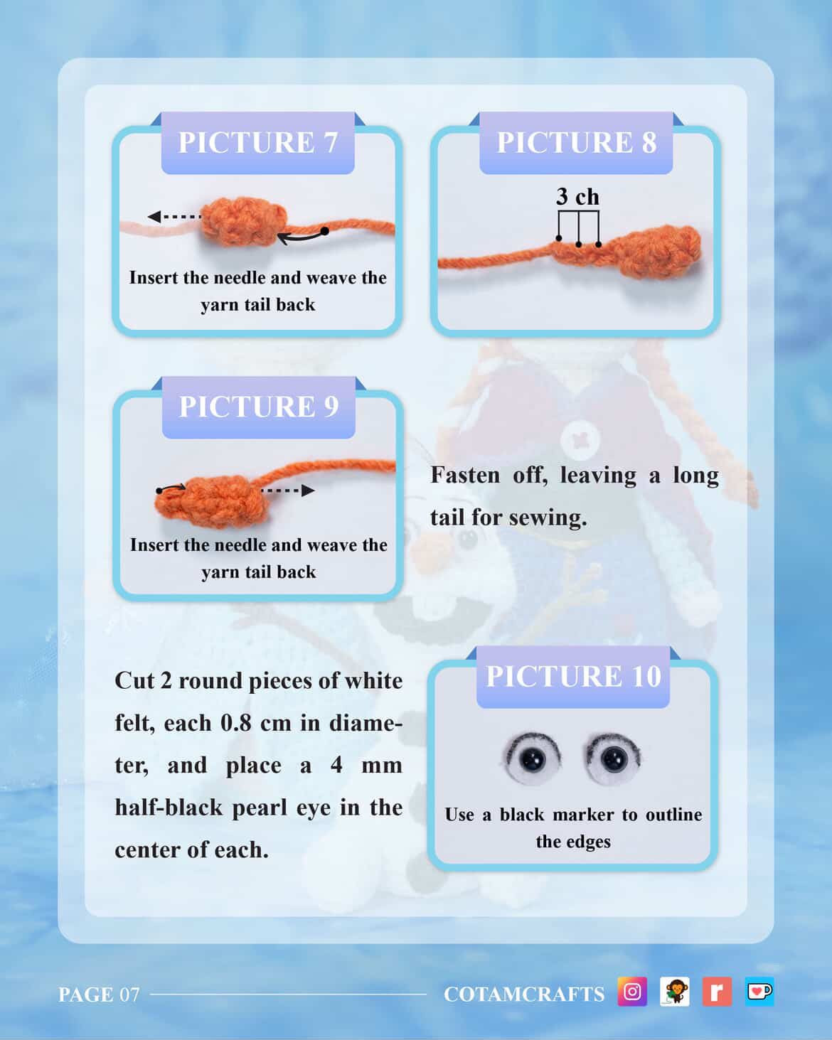 Frozen Characters Crochet Pattern Set: Elsa, Anna, and Olaf