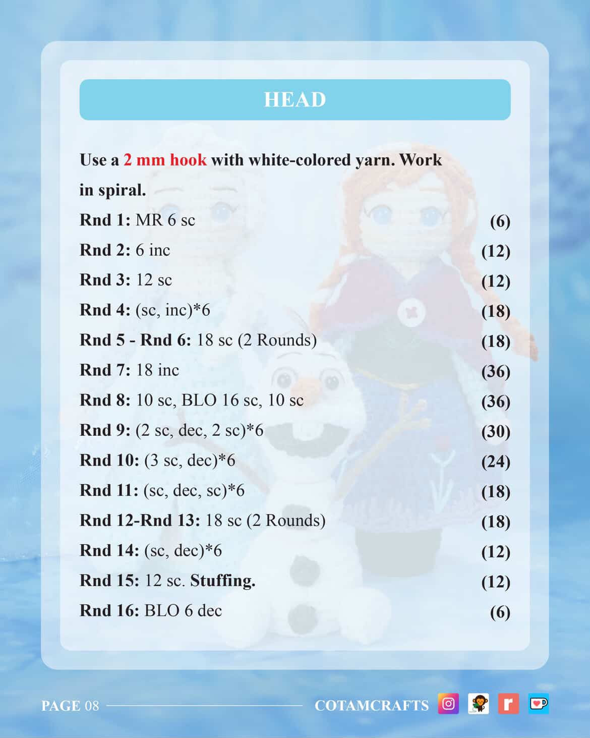 Frozen Characters Crochet Pattern Set: Elsa, Anna, and Olaf