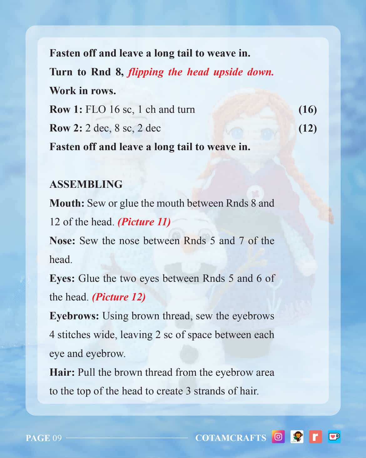 Frozen Characters Crochet Pattern Set: Elsa, Anna, and Olaf