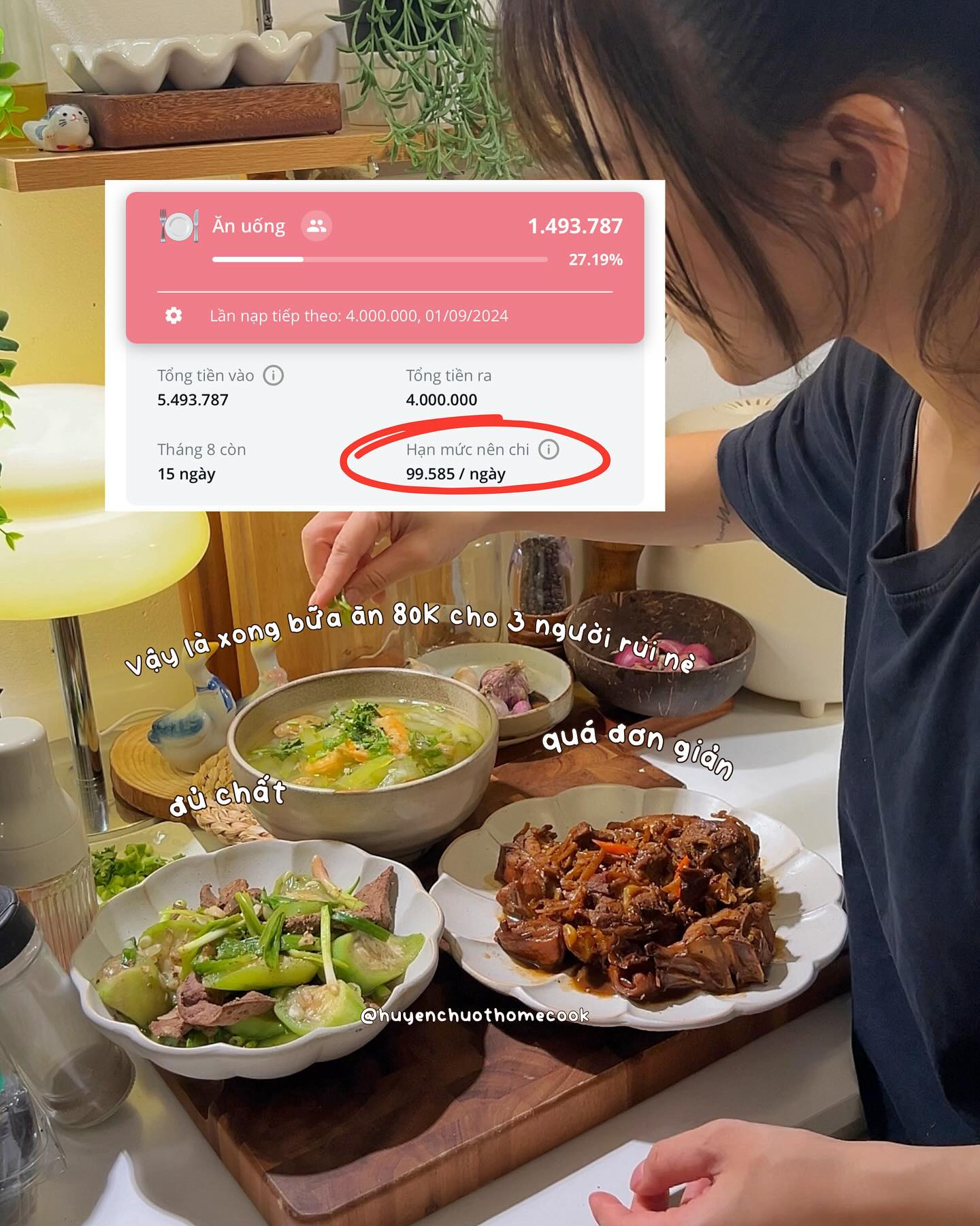 🌱, Gà kho gừng: 🌱 Mướp xào gan: 🌱 Canh bí tôm khô: