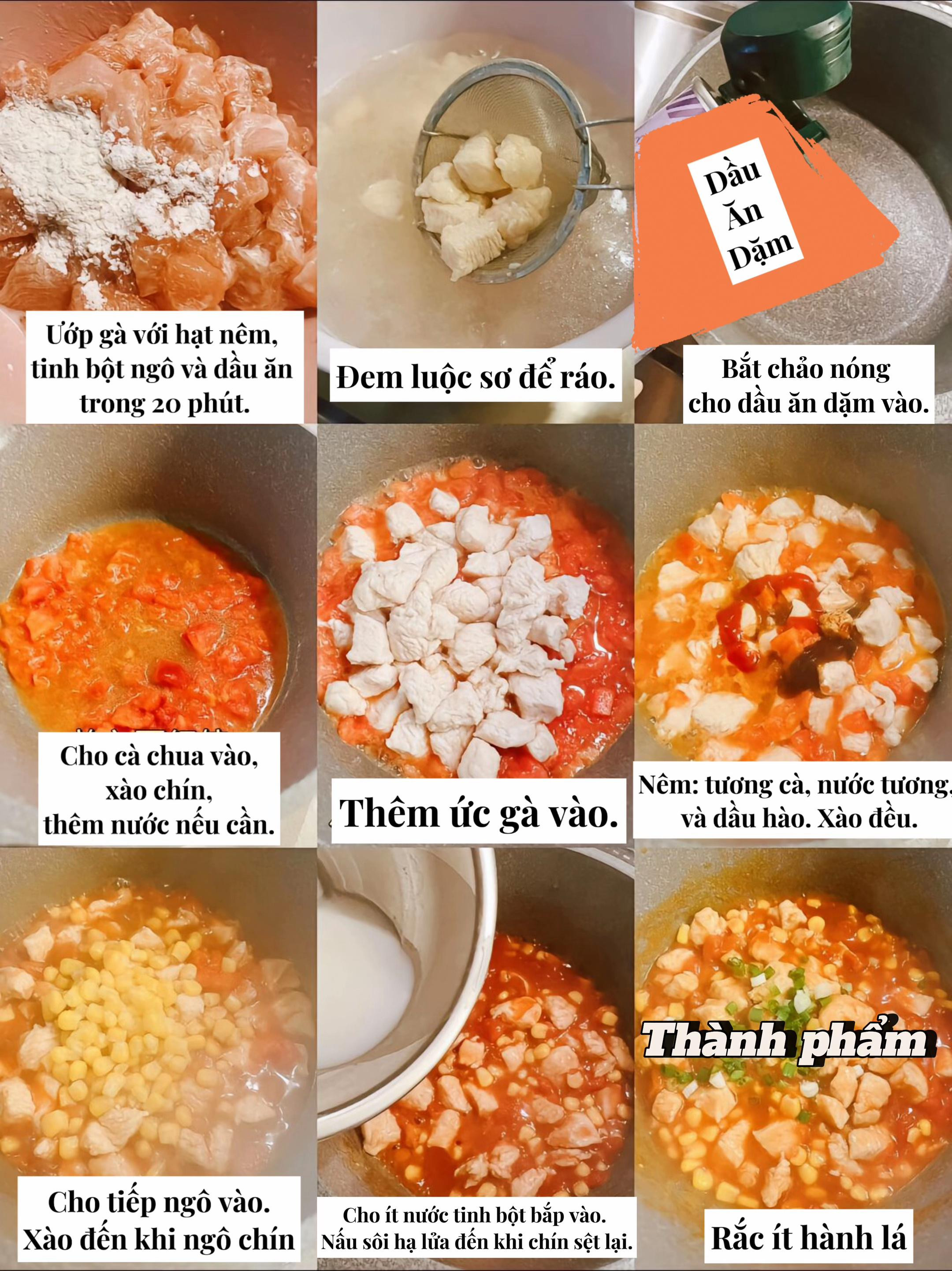 Gà Ngô Sốt Chua Ngọt - Món Ngon Dinh Dưỡng Cho Bé