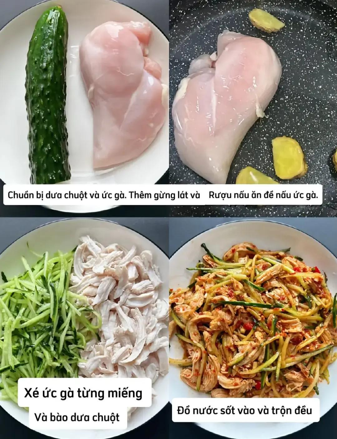 Gỏi Ức Gà Dưa Chuột Thanh Mát Ít Calo