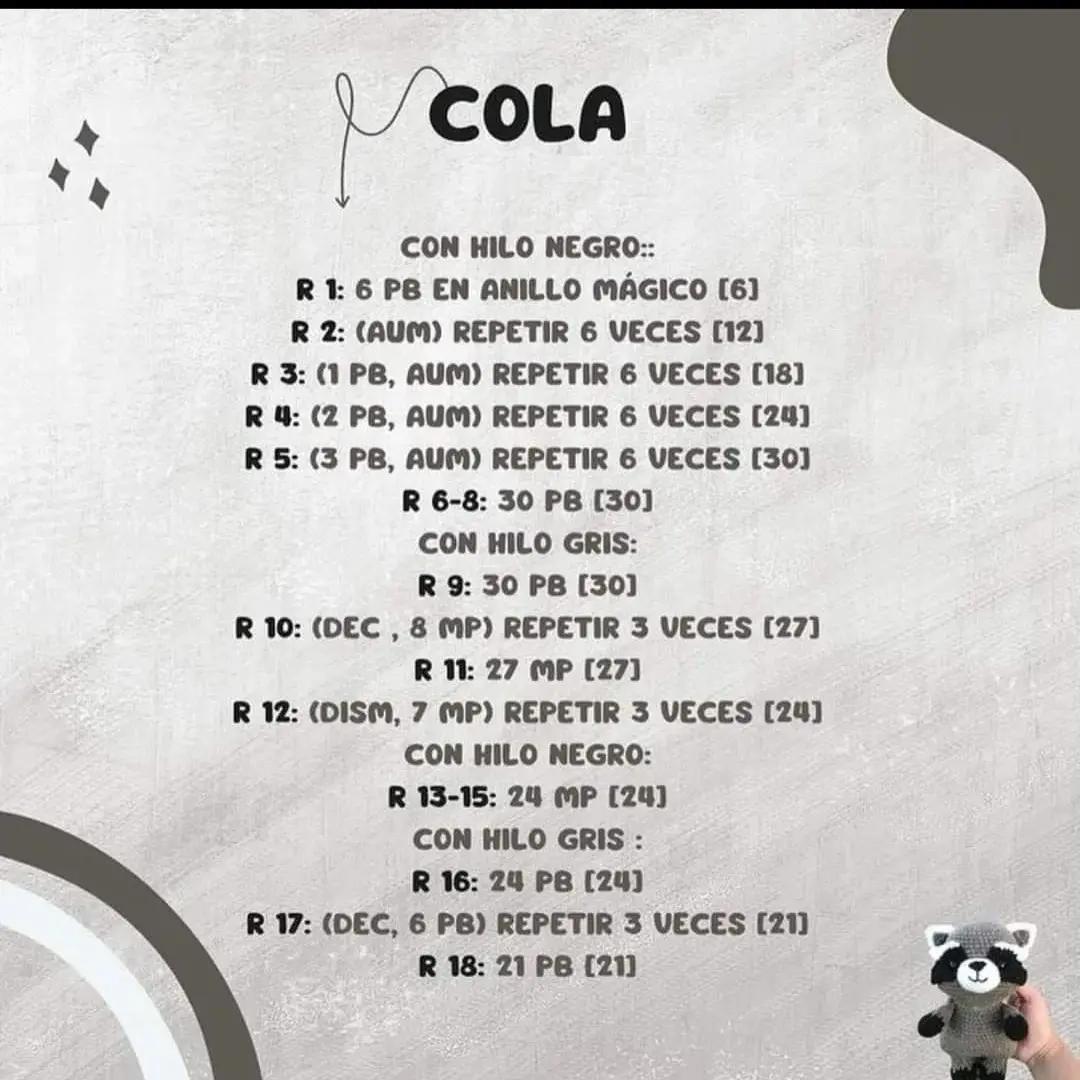 Guia para crochê amigurumi de guaxinim fofo, padrão gratuito