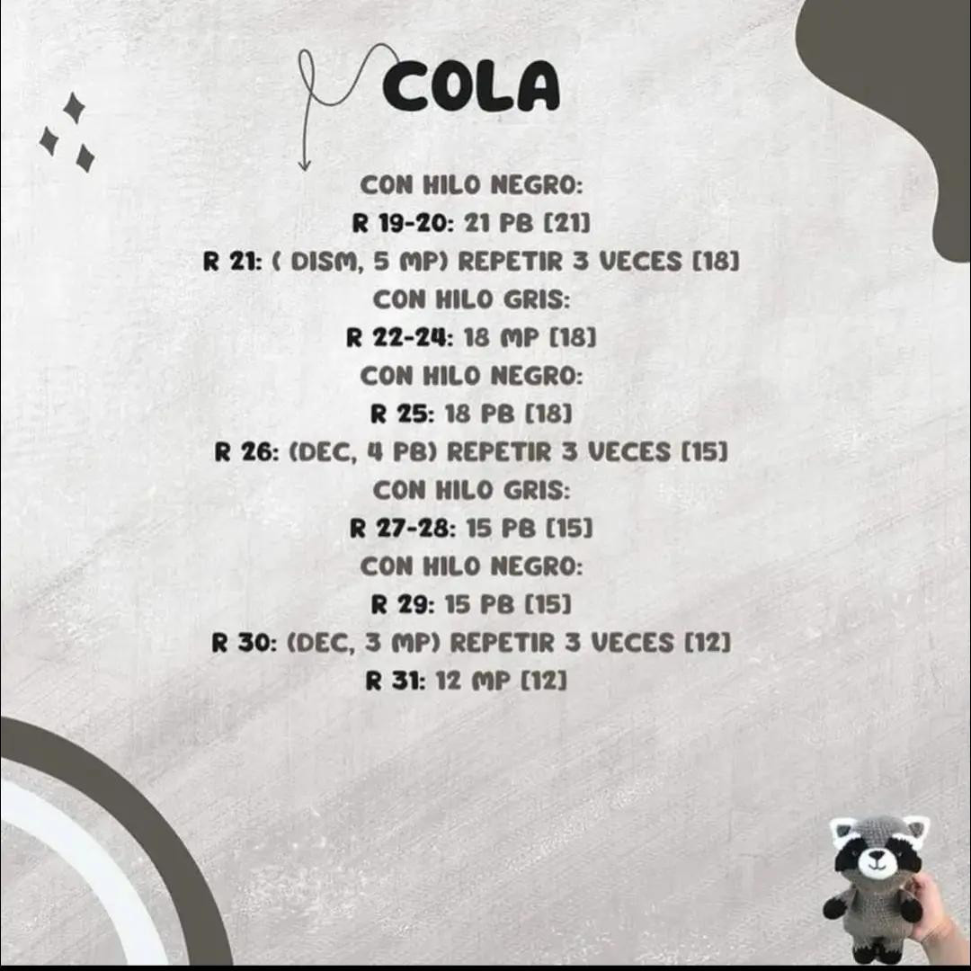 Guia para crochê amigurumi de guaxinim fofo, padrão gratuito