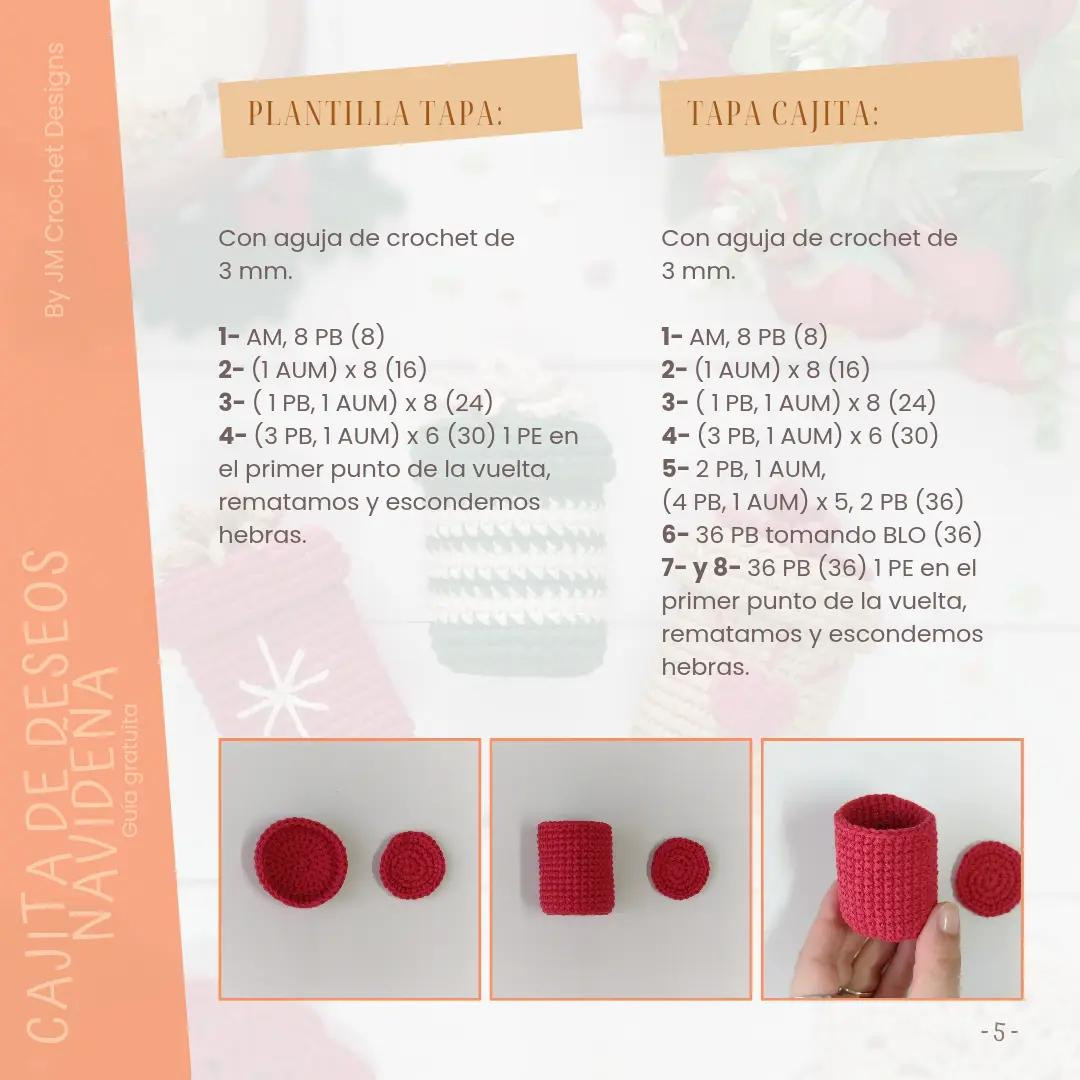 Guía para tejer cajitas de deseos navideños en crochet fácil