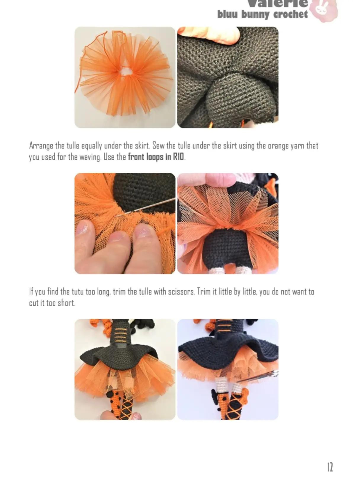Halloween-Themed Crochet Doll with Orange and Black Outfit