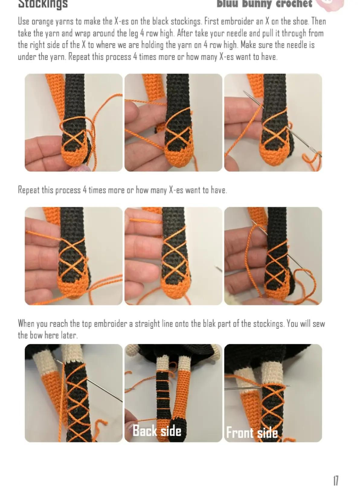 Halloween-Themed Crochet Doll with Orange and Black Outfit