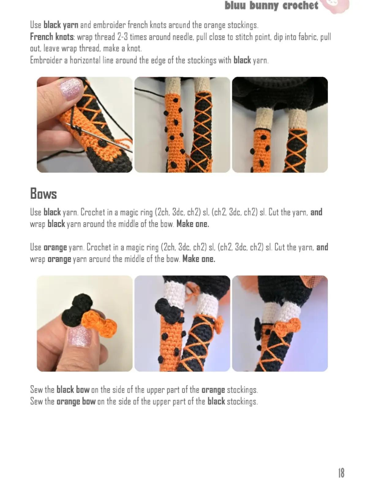 Halloween-Themed Crochet Doll with Orange and Black Outfit