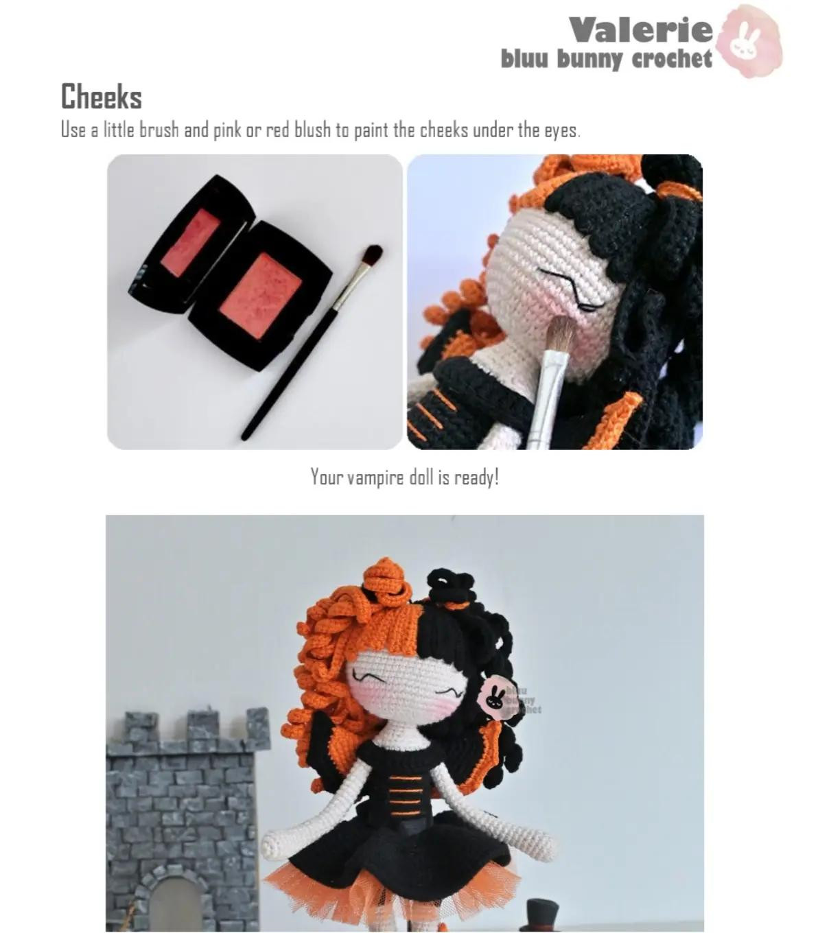 Halloween-Themed Crochet Doll with Orange and Black Outfit