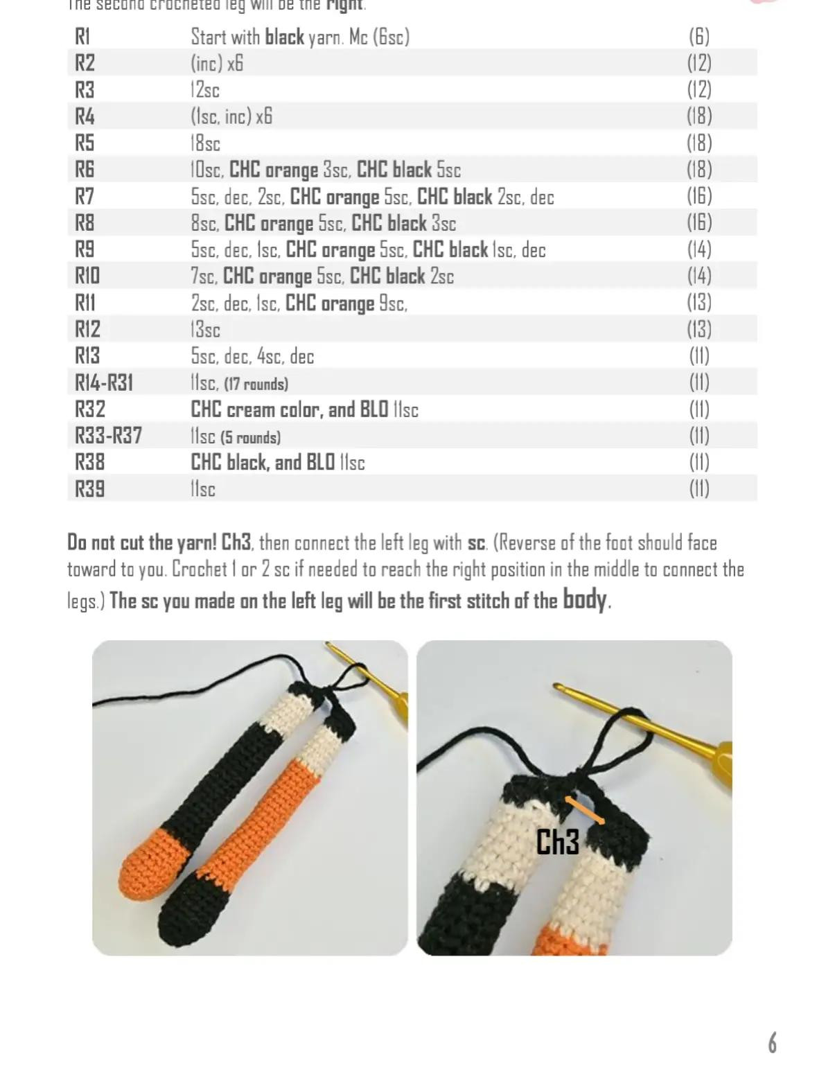 Halloween-Themed Crochet Doll with Orange and Black Outfit