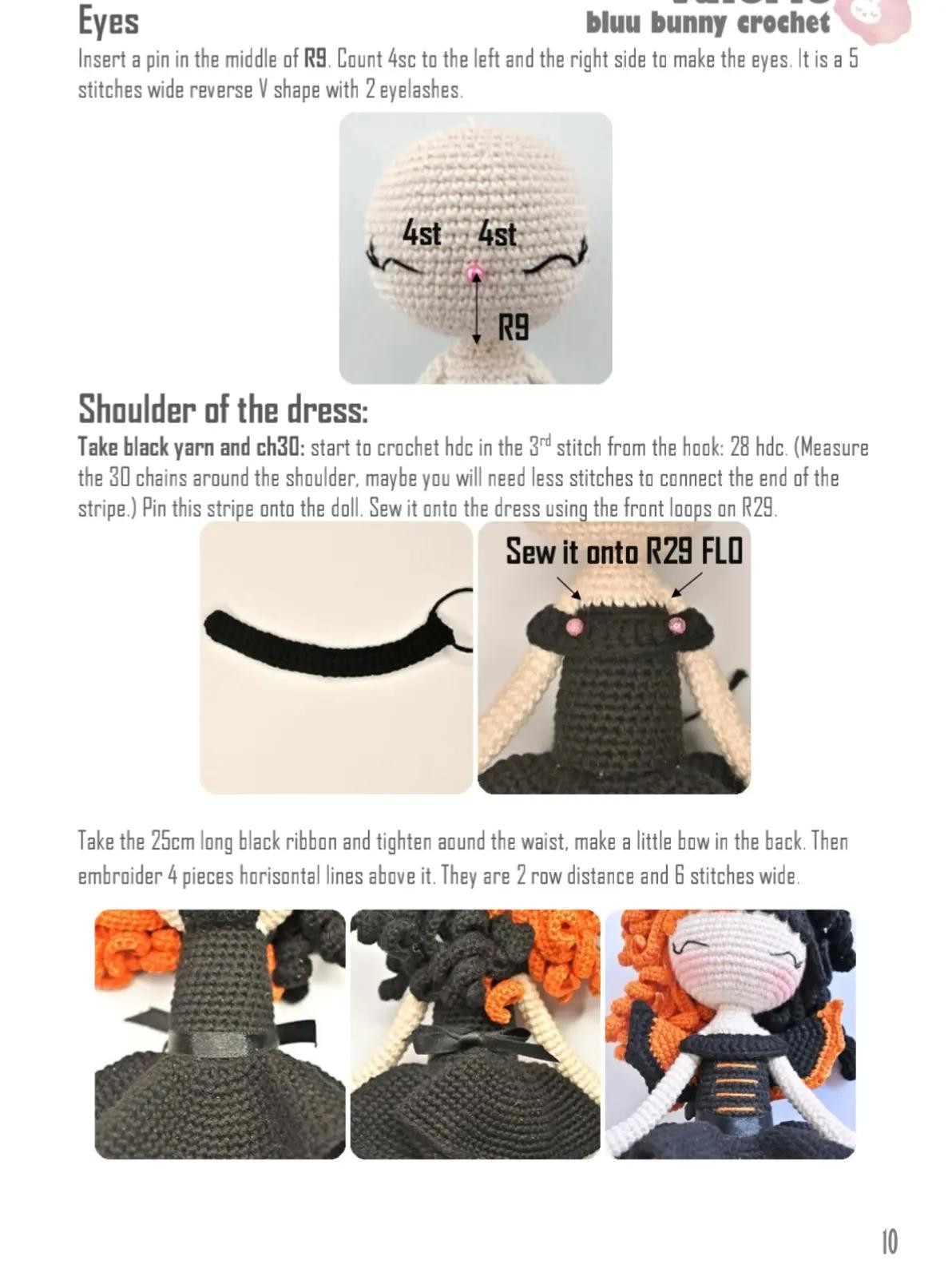 Halloween-Themed Crochet Doll with Orange and Black Outfit