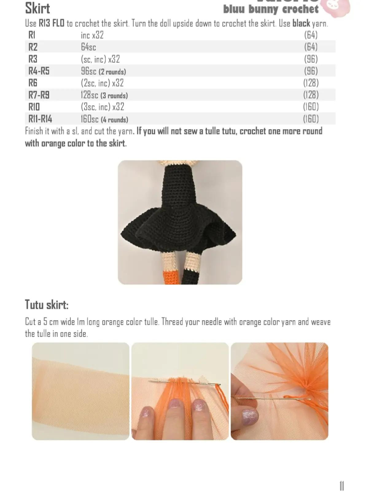 Halloween-Themed Crochet Doll with Orange and Black Outfit