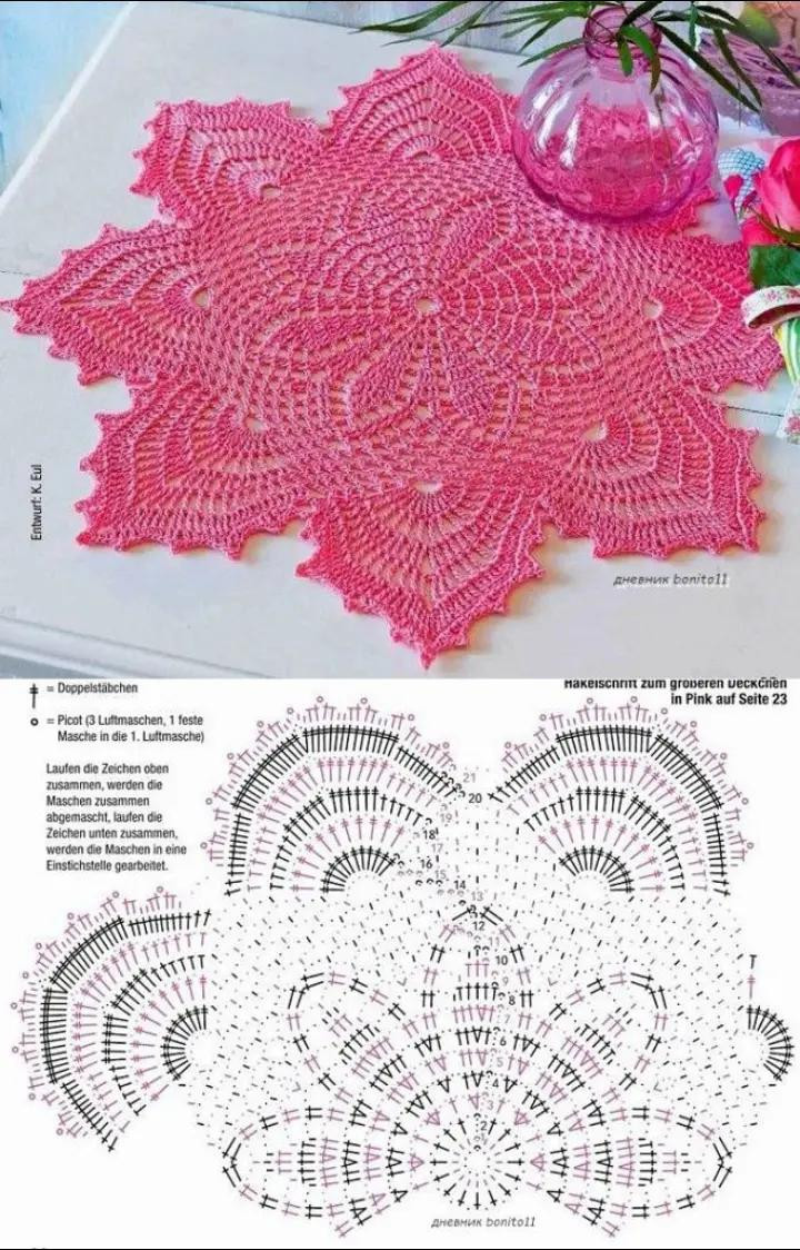Hermoso diseño de tapete de ganchillo con patrón detallado