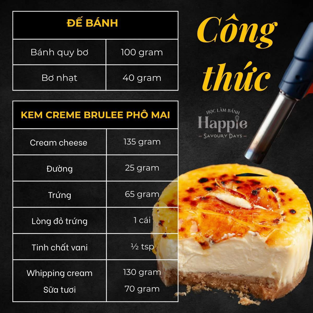 HƯỚNG DẪN LÀM BÁNH CREME BRULEE CHEESECAKE